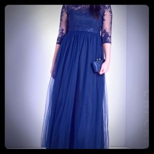 CHI CHI London Navy blue lace and tulle dress